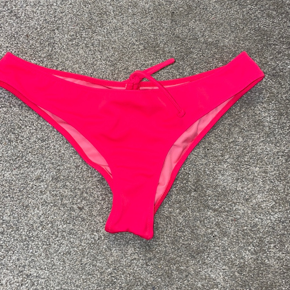 Victoria's Secret PINK Bright Pink/Coral  Adjustable Cheeky Bikini Bottom S